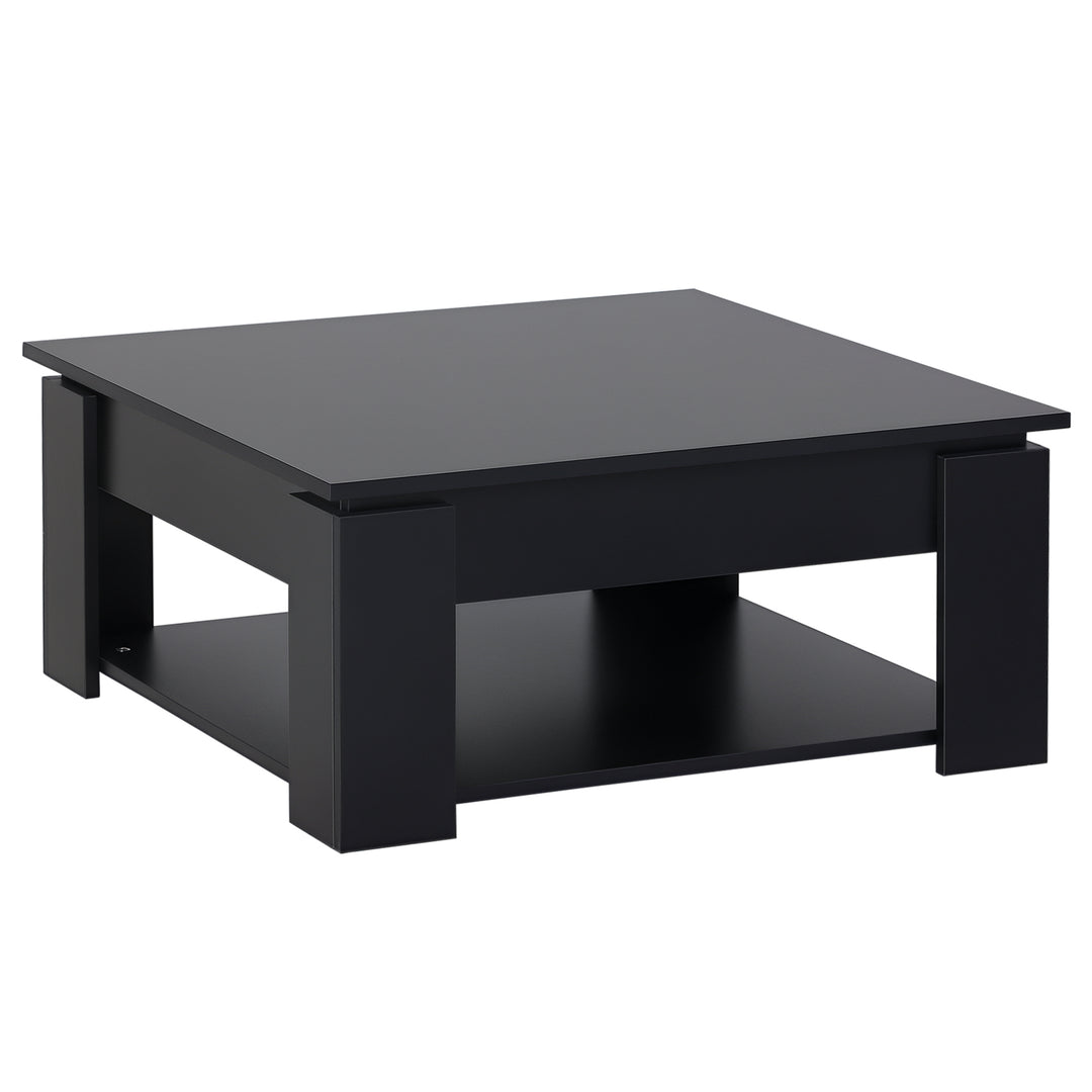 HOMCOM Modern Coffee Table with Storage Shelf, Square  Cocktail Table, Center Table for Living Room, Grey