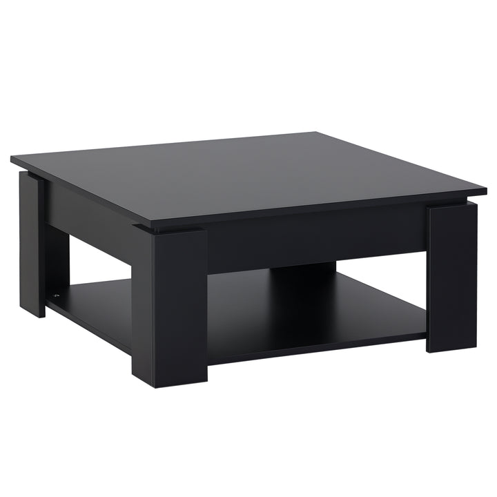 HOMCOM Modern Coffee Table with Storage Shelf, Square  Cocktail Table, Center Table for Living Room, Grey