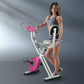 Soozier Foldable Magnetic Exercise Bike Indoor Stationary Upright Fitness Cycling Bike, 8 Level Quiet Magnetic Resistance, Pink