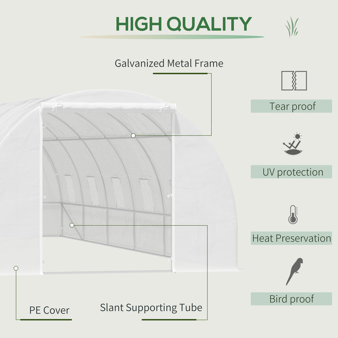 Outsunny 26' x 10' x 6.6' Large Walk in Tunnel Greenhouse Garden Plant Seed Green House Premium Steel Frame