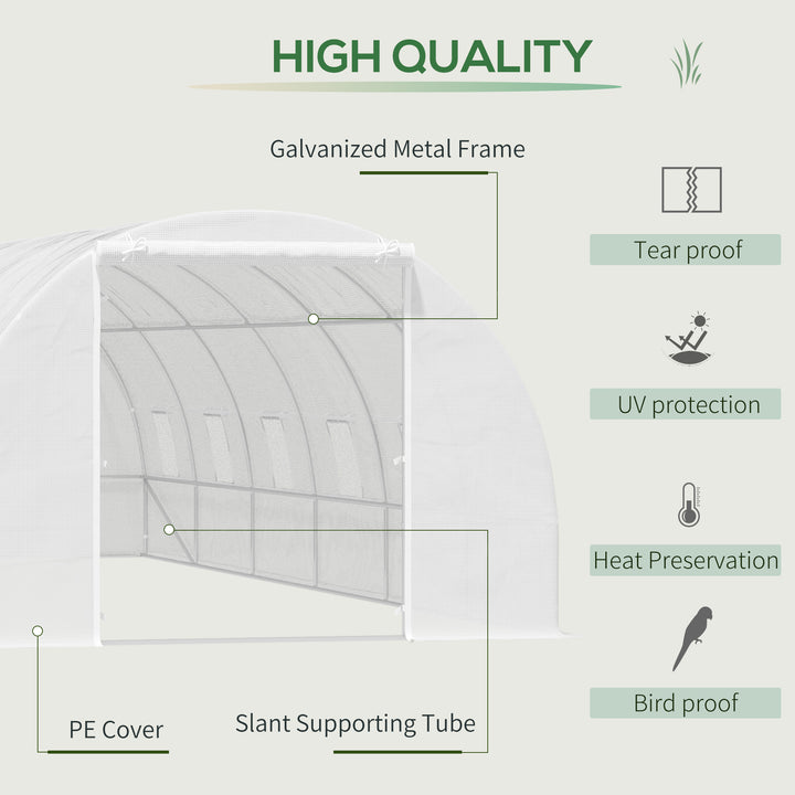 Outsunny 26' x 10' x 6.6' Large Walk in Tunnel Greenhouse Garden Plant Seed Green House Premium Steel Frame