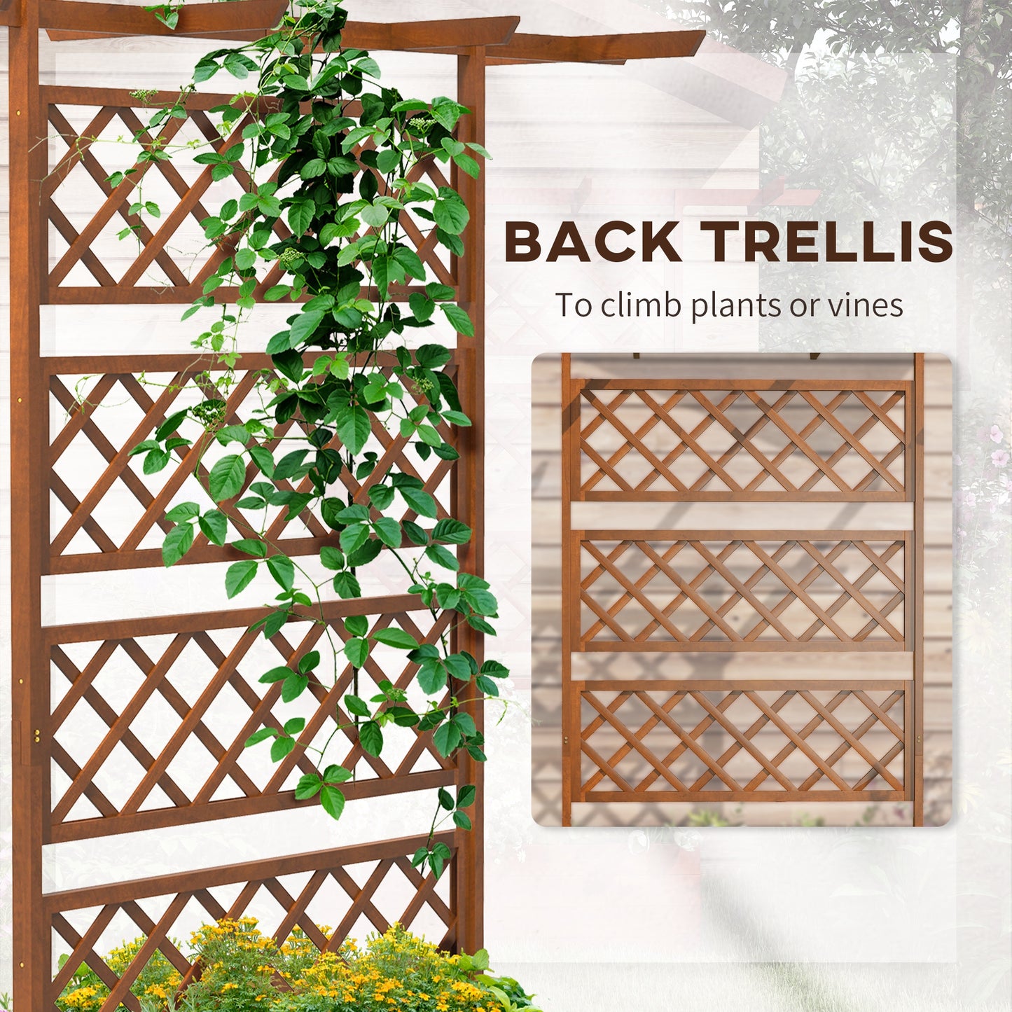 Outsunny Wooden Planter with Trellis Privacy Screen, Raised Garden Bed to Grow Vegetables, Herbs and Flowers, Orange