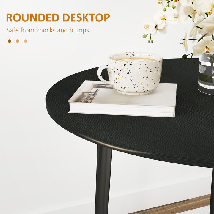 HOMCOM Folding Dining Table, Round Drop Leaf Kitchen Table for Small Spaces with Wood Legs, Oak