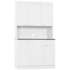 HOMCOM 71" Kitchen Pantry Cabinet, Storage Buffet with Hutch, Adjustable Shelves for Living Room, High Gloss White