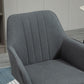 HOMCOM Dining Chairs Set of 2, Linen Upholstery Accent Chair with Back, Armrest, Metal Legs, Dark Grey