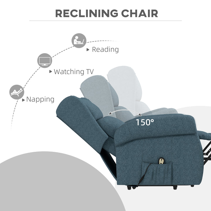 HOMCOM Wingback Lift Chair for Elderly, Power Chair Recliner with Footrest, Remote Control, Side Pockets, Grey