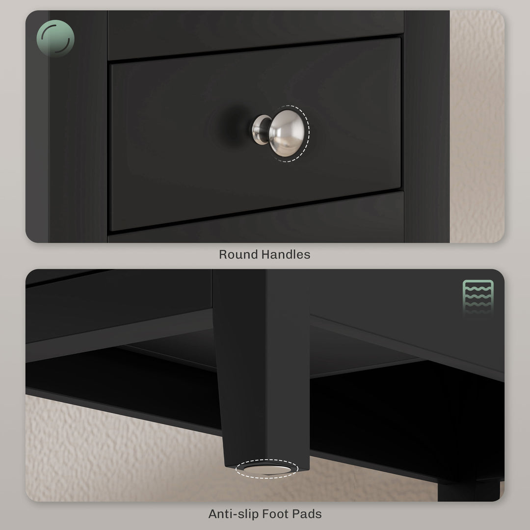 HOMCOM Narrow Side Table with Charging Station, USB Ports, Modern End Table with Storage Shelf, Drawers for Living Room, White