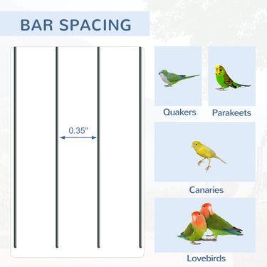 PawHut 44.5"H Metal Bird Cage Parrot Play Spot Stand with Wheel, Storage Shelf, Multi-doors - Black