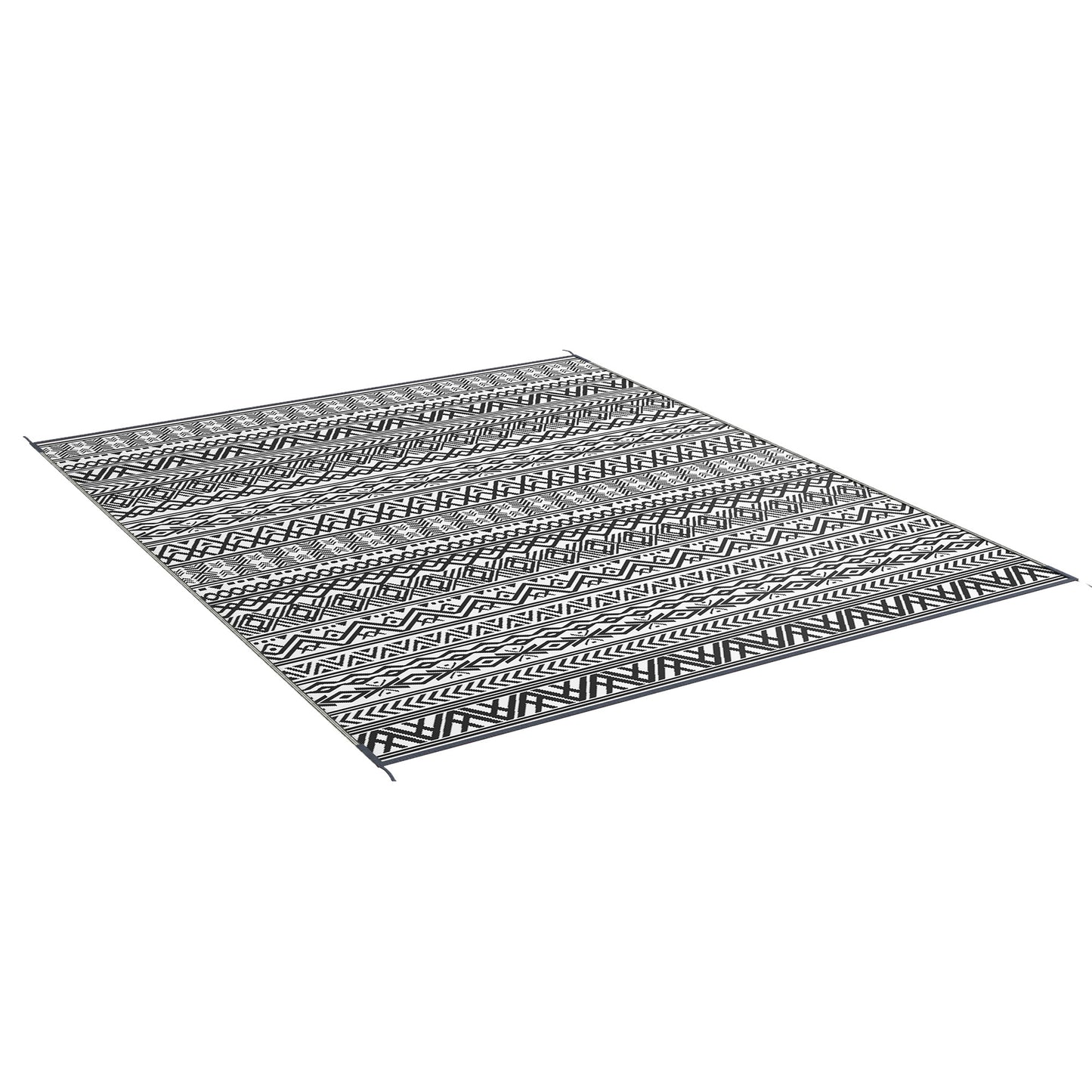 Outsunny Reversible Outdoor Rug Waterproof Plastic Straw RV Rug with Carry Bag, 9' x 12', Grey and Cream White Boho