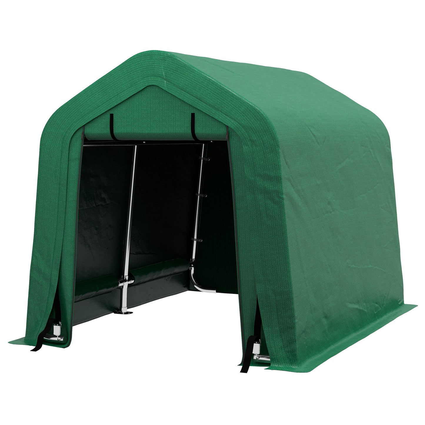 Outsunny 8' x 6' Carport with Sidewalls and Roll-up Door, Outdoor Storage Shelter for Motorcycle and Car, Grey