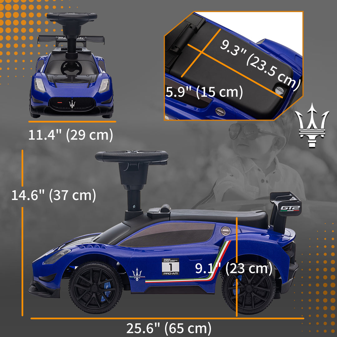 Qaba Licensed Maserati GT2 Baby Sliding Car with Storage, Music, Horn, Foot to Floor Toddler Car for 18-60 Months, Pink