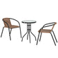 Outsunny 3 Pieces Outdoor Wicker Furniture Set with 2 Stackable Chairs, Tempered Glass Coffee Table for Garden, Backyard, Black