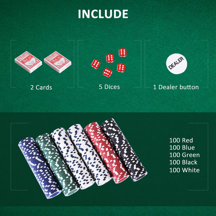 Soozier High Quality 11.5 gram Poker Chips Set with Silver Aluminum Case, 500 Striped Dice 2 Decks of Cards