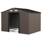 Outsunny 11' x 13'Garden Storage Shed w/ Foundation Kit Metal Tool Storage House w/ Double Doors Yellow