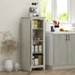 HOMCOM 48" Farmhouse Kitchen Pantry Storage Cabinet with Barn Door, Kitchen Pantry Cabinet with Adjustable Shelves, Natural