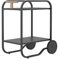 Outsunny Bar Cart with Storage, 2-Tier Rolling Kitchen Cart on Wheels with Side Handle and Steel Frame for Indoor Outdoor, Black