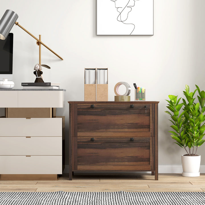 HOMCOM 2 Drawer File Cabinet, Lockable Filing Cabinet with Adjustable Hanging Bar for Letter, A4 and Legal Size, White