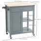 HOMCOM Rolling Kitchen Cart with Wood Top and Drawer, Kitchen Island on Wheels for Dining Room, Grey