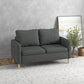HOMCOM 56" 2 Seat Sofa, Modern Love Seats Furniture, Upholstered 2 Seater Couch with Side Pockets, Solid Steel Frame, White