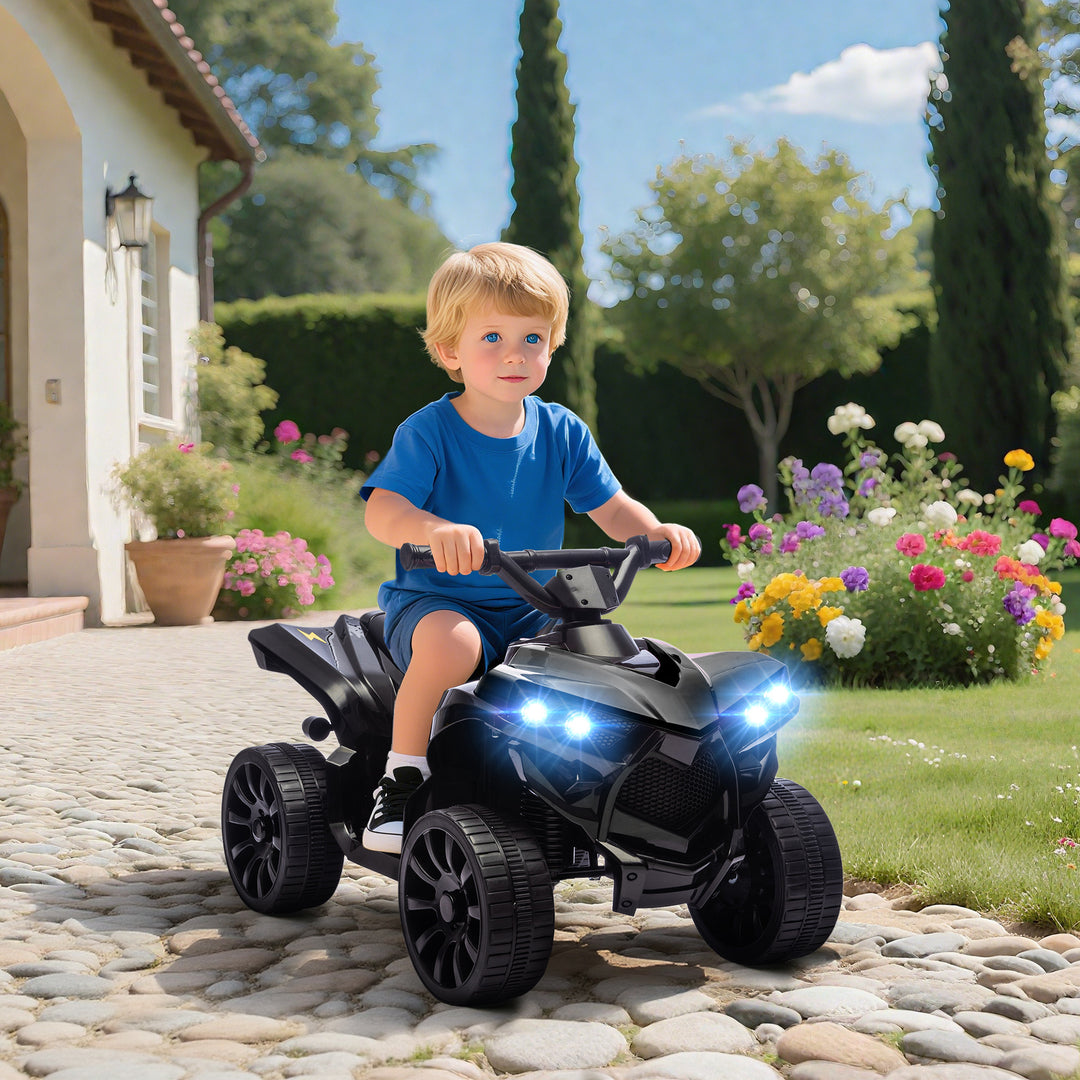 Qaba 6V Kids ATV, 4 Wheeler Electric Ride on Car with Music and LED Headlights, for Ages 3-8 Years Boys and Girls, Pink