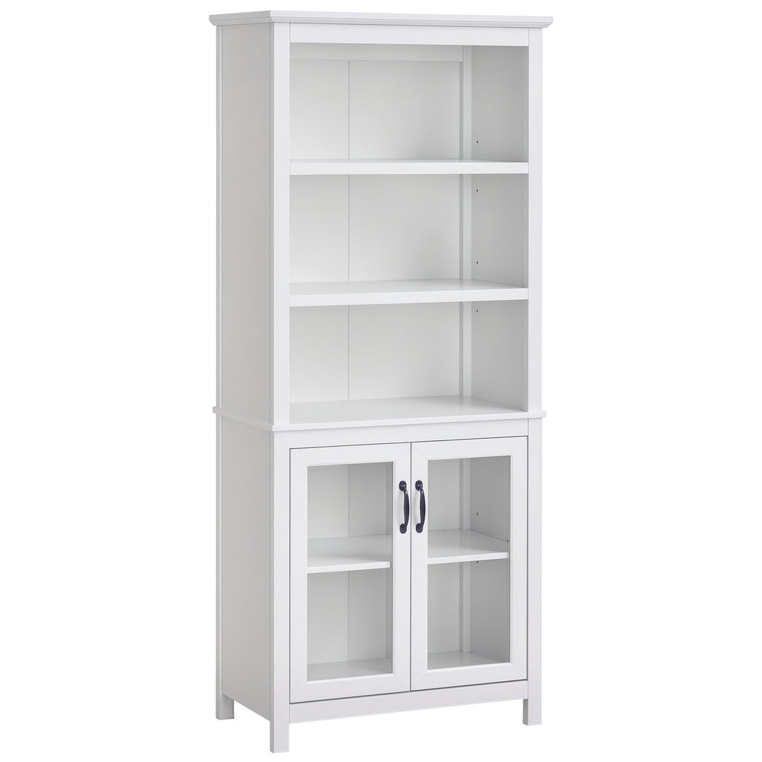 HOMCOM Multifunctional Storage Cabinet Bookcase with Adjustable Shelves Display Rack for Study, Kitchen, Living Room, White