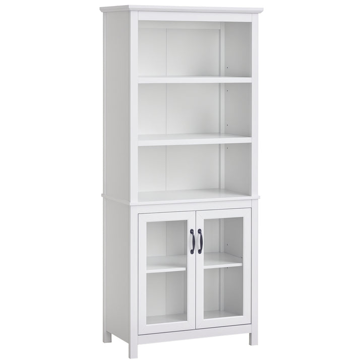 HOMCOM Multifunctional Storage Cabinet Bookcase with Adjustable Shelves Display Rack for Study, Kitchen, Living Room, White