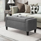 HOMCOM Storage Ottoman Bench Linen-Touch Fabric Tufted Chest Footstool with Flipping Top, Beige