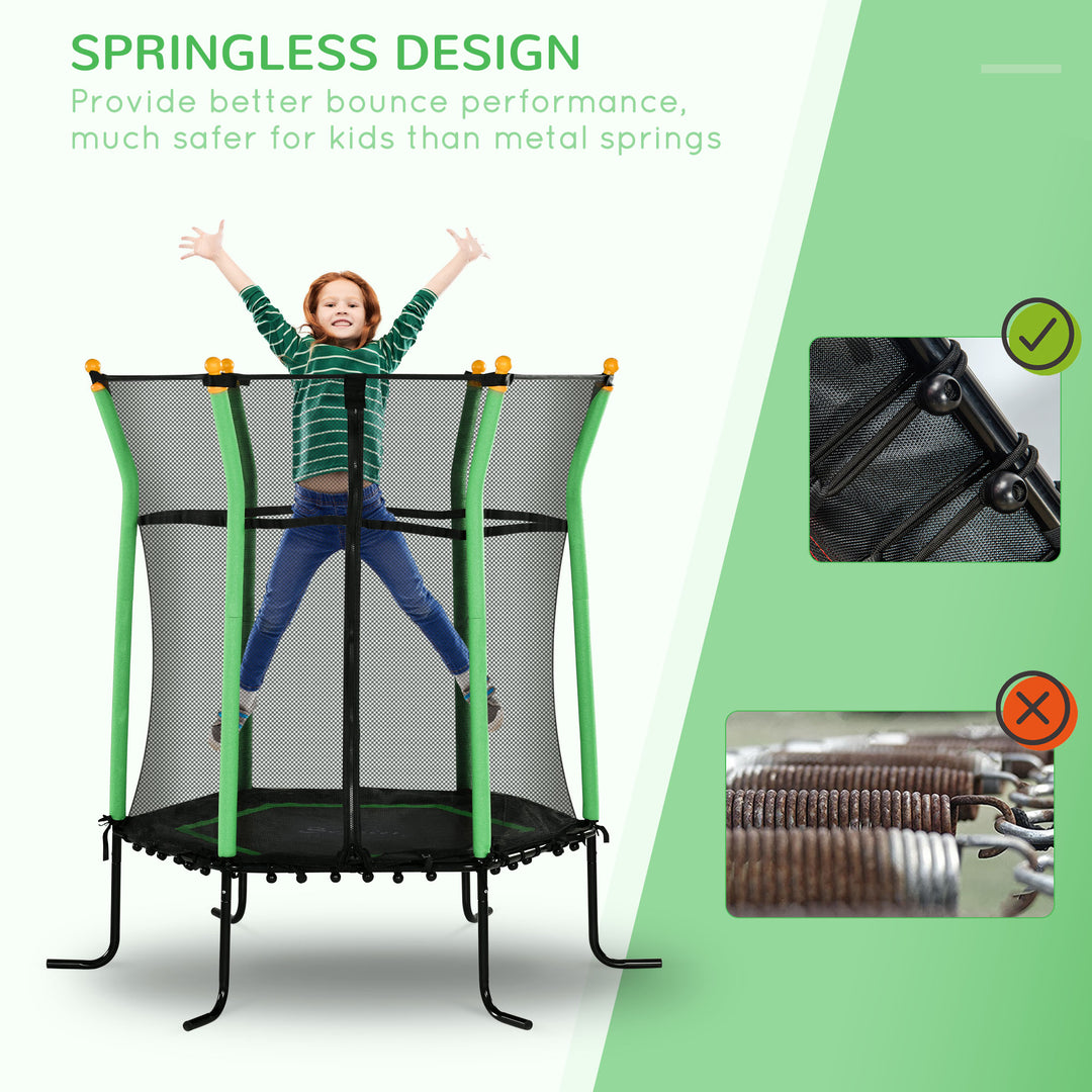 Soozier 63" Kids Trampoline Indoor with Enclosure Net Elastic Thick Padded Pole Gift for Ages 3-10 Years Old Red