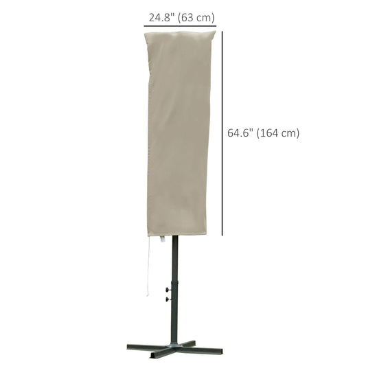 Outsunny Garden Parasol Cover, Outdoor Cantilever Umbrella Cover with Zipper, Khaki