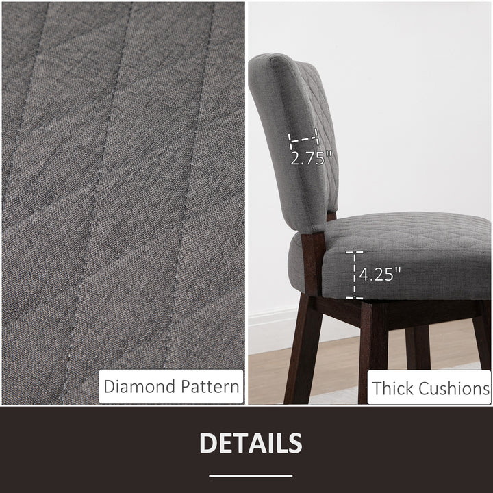 HOMCOM 2 Pieces Swivel Bar Stools, Counter Height Stools Set of 2 with Wood Legs and Footrests for Dining Room, Dark Grey