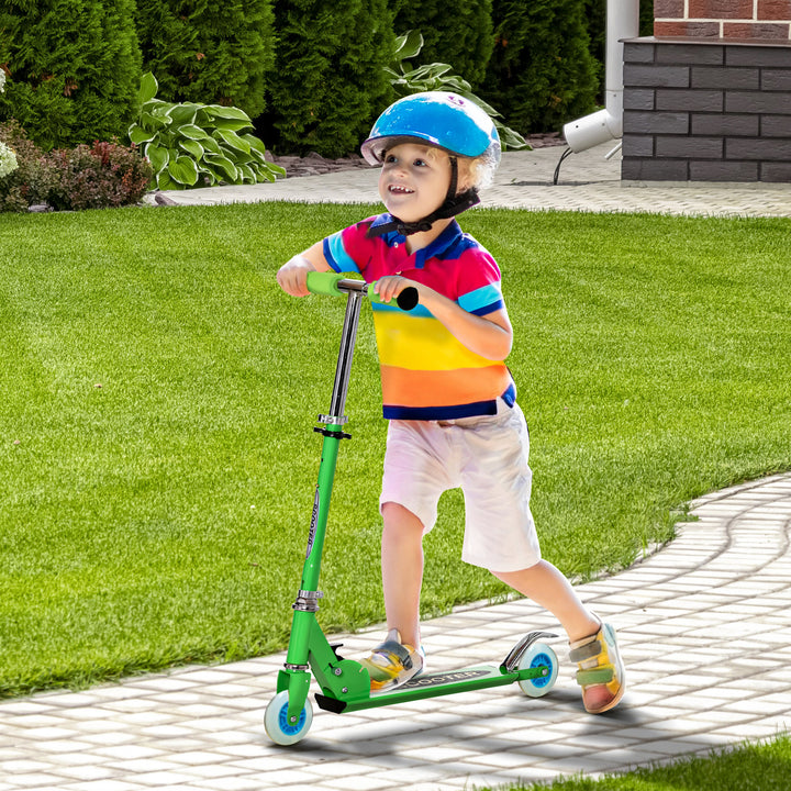 Qaba Snow Scooter, 2 in 1 Design Adjustable Height Scooter Snow Sled for Kids Aged Over 7 Years Old, Kids Sled Ski Scooter with Wheels Blades, Green