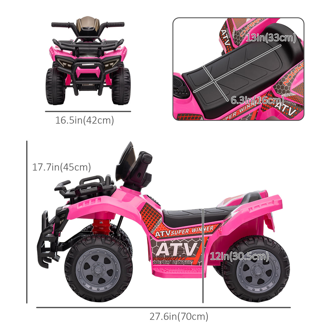 Aosom 6V Kids ATV Quad, 4 Wheeler Battery Powered Electric Ride on Car with Music, Forward, for Boys and Girls Ages 18-36 Months, Red