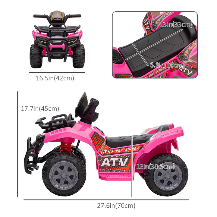 Aosom 6V Kids ATV Quad, 4 Wheeler Battery Powered Electric Ride on Car with Music, Forward, for Boys and Girls Ages 18-36 Months, Red