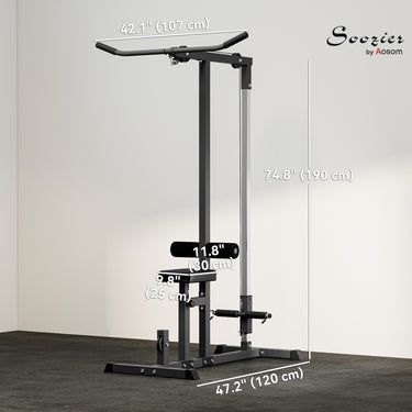 Soozier LAT Pull Down Machine Cable Machine, High and Low Pulley Station with Adjustable Seat, for Home Gym