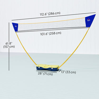 HOMCOM Portable Badminton Net Set with 9.5x5 ft Net, Foldable Badminton Net with 2 Shuttlecocks, 2 Badminton Rackets and 1 Suitcase, for Indoor Outdoor, Beach, Backyard