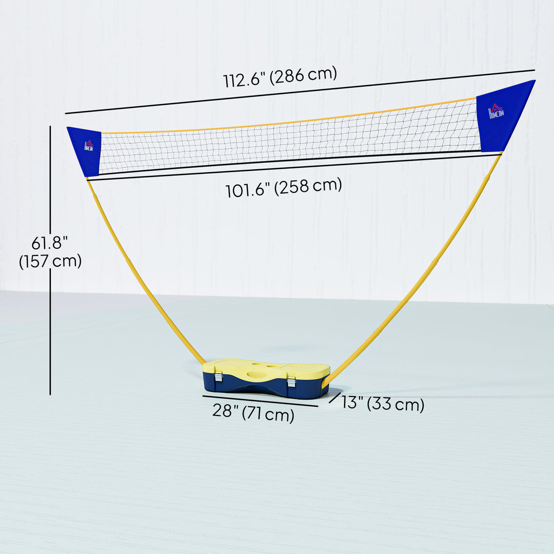 HOMCOM Portable Badminton Net Set with 9.5x5 ft Net, Foldable Badminton Net with 2 Shuttlecocks, 2 Badminton Rackets and 1 Suitcase, for Indoor Outdoor, Beach, Backyard