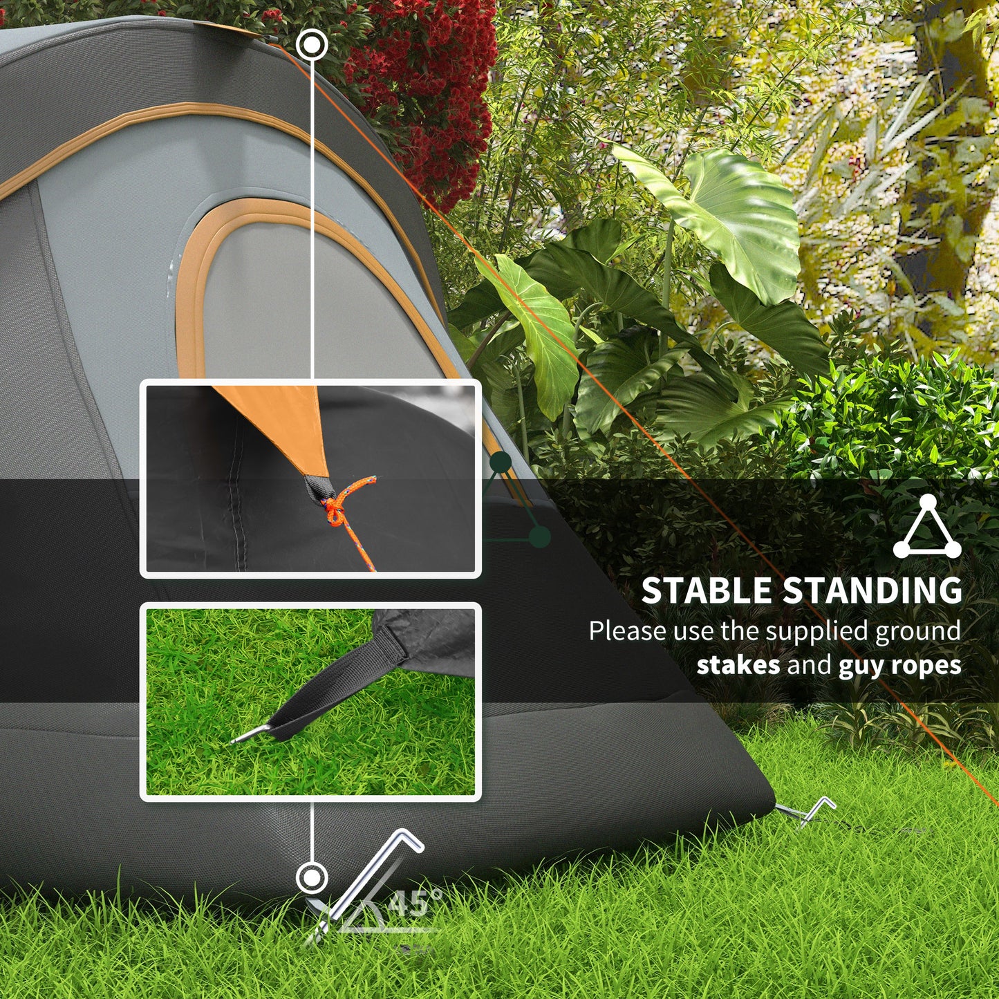 Outsunny 5-6 Person Family Tent, Outdoor Camping Tent with Lighting Hook, Carrying Bag for Camping, Hiking and Travelling, Grey