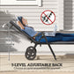 Outsunny Outdoor Lounge Chair, 5-Level Adjustable Folding Chaise Chair with 2 Wheels for Backyard, Beach, Poolside, Grey