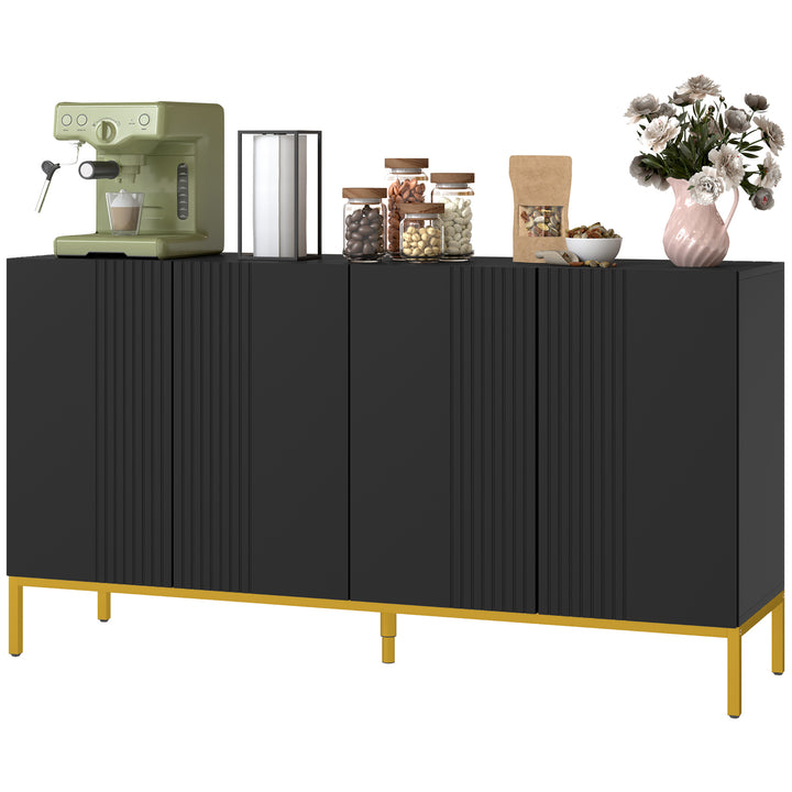 HOMCOM Sideboard Storage Cabinet with Adjustable Shelves, Soft-Close Doors, Kitchen Buffet Cabinet for Dining Room, Black