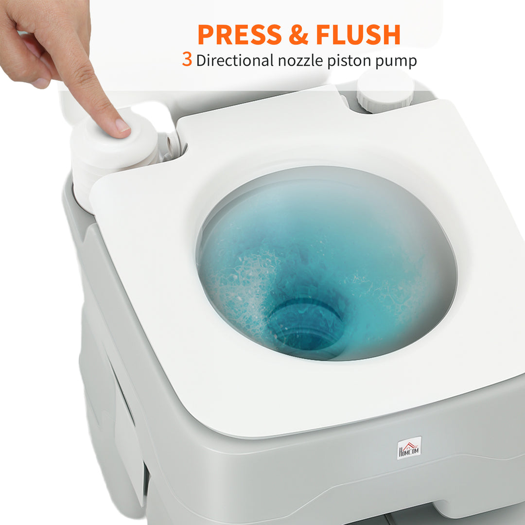 HOMCOM Outdoor Portable Travel Toilet Flushable Tank with Level Indicator  3 Way Pistol for Camping Boating Roadtripping 5.3 Gallon (20L)