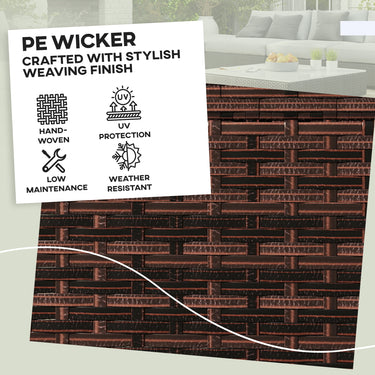 Outsunny 2 Pieces Wicker Outdoor Ottomans with Removable Cushions, Rattan Outdoor Seating, Footrest and Side Table, Khaki