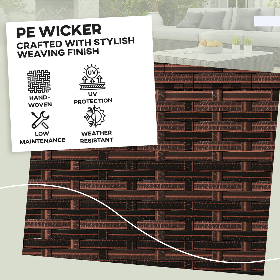 Outsunny 2 Pieces Wicker Outdoor Ottomans with Removable Cushions, Rattan Outdoor Seating, Footrest and Side Table, Khaki