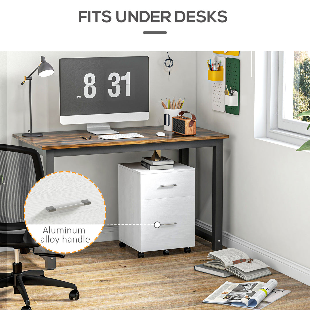 Vinsetto Mobile Filing Cabinet, Vertical File Cabinet with 2 Drawers, Wheels, for Letter or A4 File, Natural