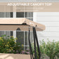 Outsunny 3-Seat Outdoor Patio Swing Chair, Converting Flat Bed, Canopy Swing with Adjustable Shade, Removable Cushions, Cup Holder, Light Brown