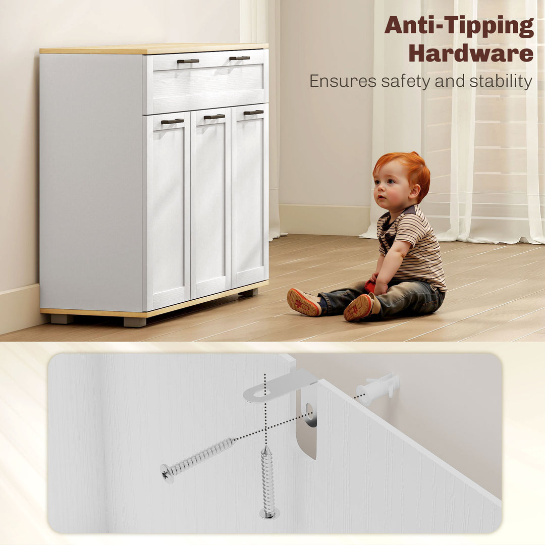 HOMCOM Sideboard Buffet Cabinet, Modern 40" Coffee Bar Cabinet with Wide Drawer, 3 Doors and 2 Adjustable Shelves, White