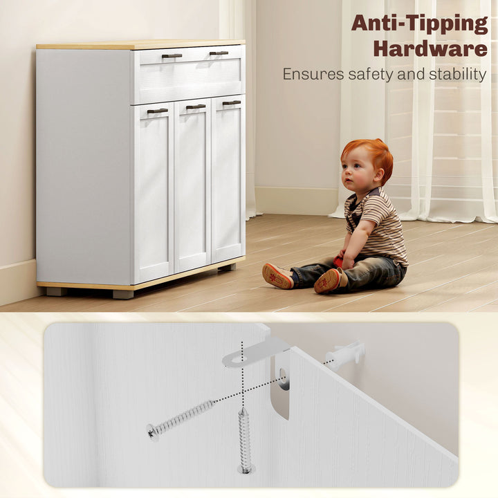 HOMCOM Sideboard Buffet Cabinet, Modern 40" Coffee Bar Cabinet with Wide Drawer, 3 Doors and 2 Adjustable Shelves, White