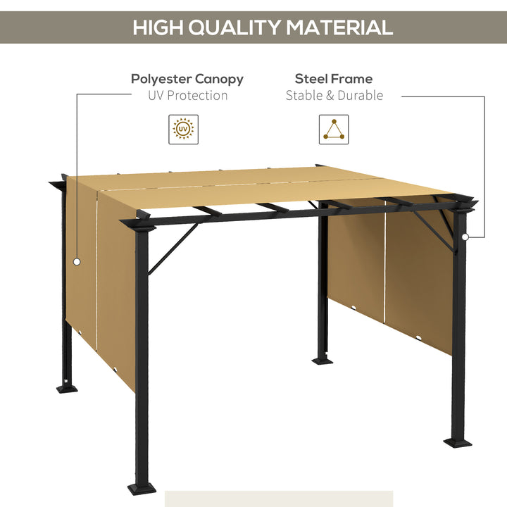 Outsunny 12' x 10' Outdoor Patio Gazebo Pergola with Retractable Canopy Roof, Steel Frame with Stakes, Unique Design, Beige