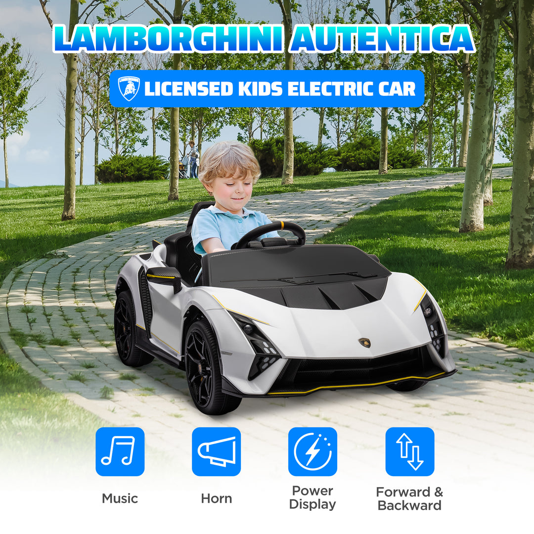 Qaba 12V Lamborghini Autentica Licensed Kids Car with Remote Control, 4 Wheels Spring Suspension, Soft Start, Red