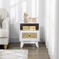 HOMCOM Bedside Table with Rattan Element, Side End Table with Drawer and Shelf, 17.7"x15.4"x22.2", White