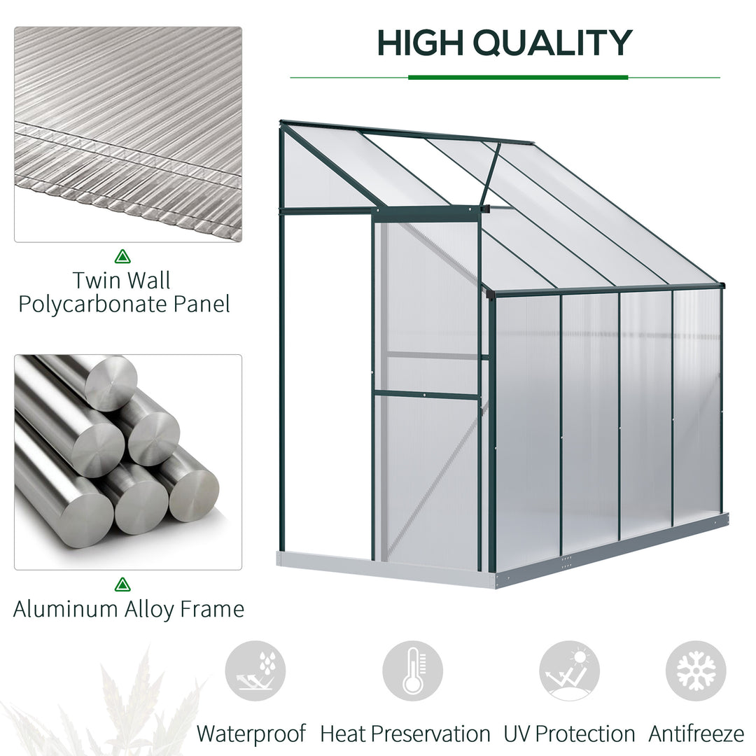 Outsunny Walk-In Garden Greenhouse Aluminum Polycarbonate with Roof Vent for Plants Herbs Vegetables 8' x 4' x 7' Silver